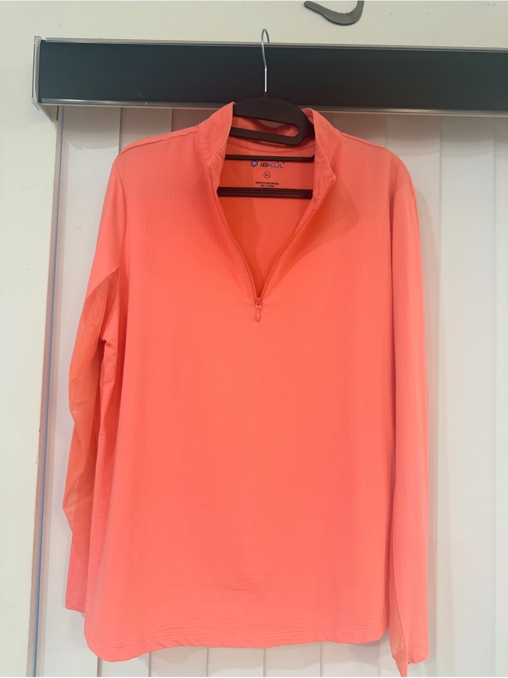 IBKUL Long Sleeve Women’s Coral 1/4 Zip Mock Neck UPF 50+ Golf/Sun Top - XL